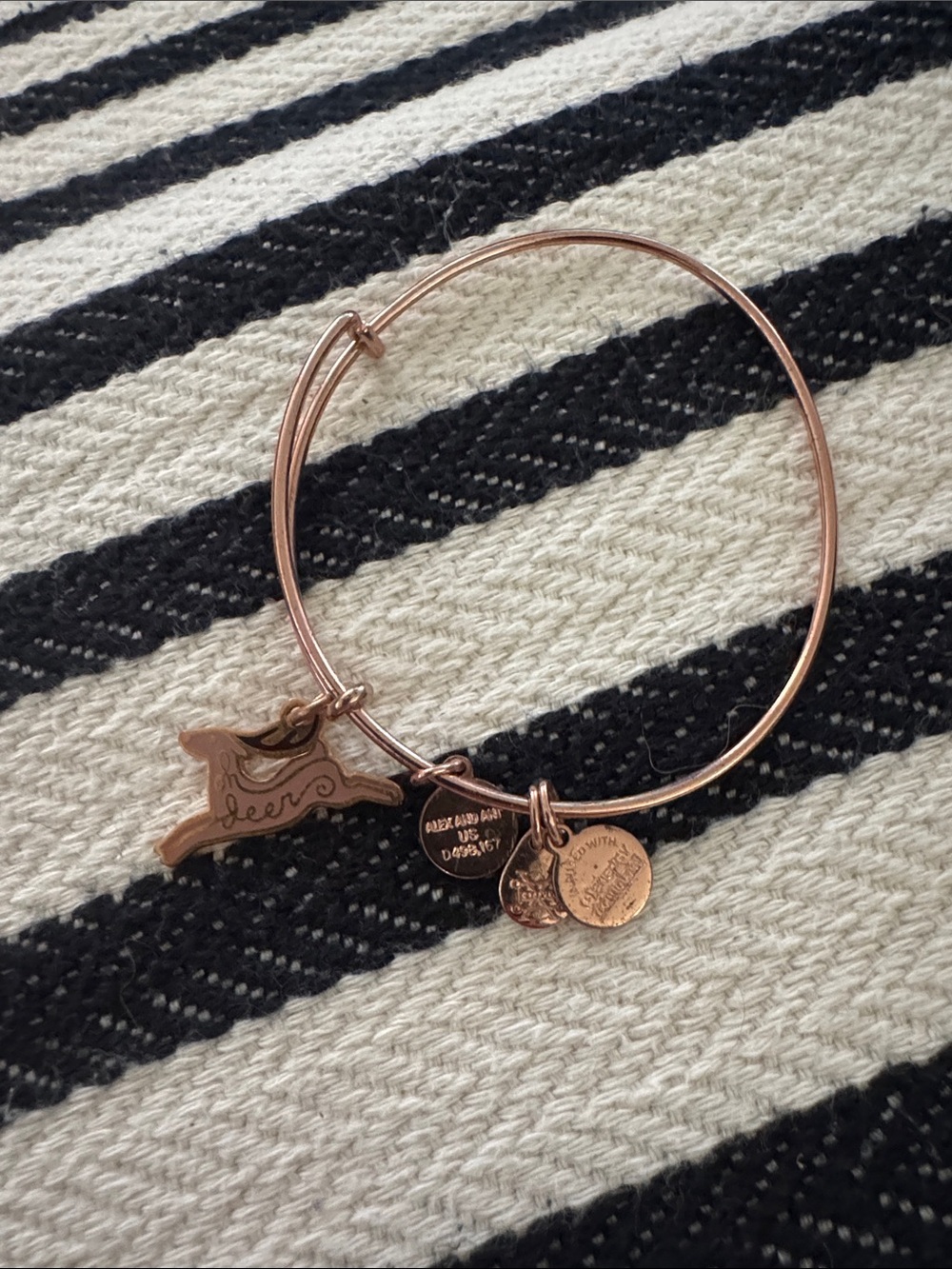 Alex and Ani Rose Gold Deer Charm Expandable Bangle